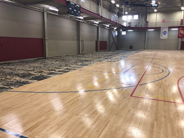 fort Sam gym floor in progress